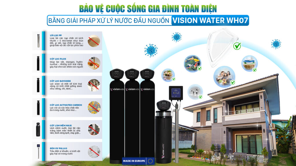 Vision Water WH07 –  Giải pháp xử lý nước đầu nguồn châu Âu giúp bảo vệ cuộc sống gia đình toàn diện